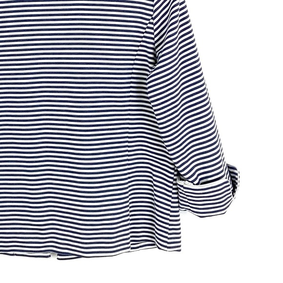 Erin London Blazer Jacket Sz Large Navy Stripe Nautical Resort Preppy Old Money - Picture 6 of 8